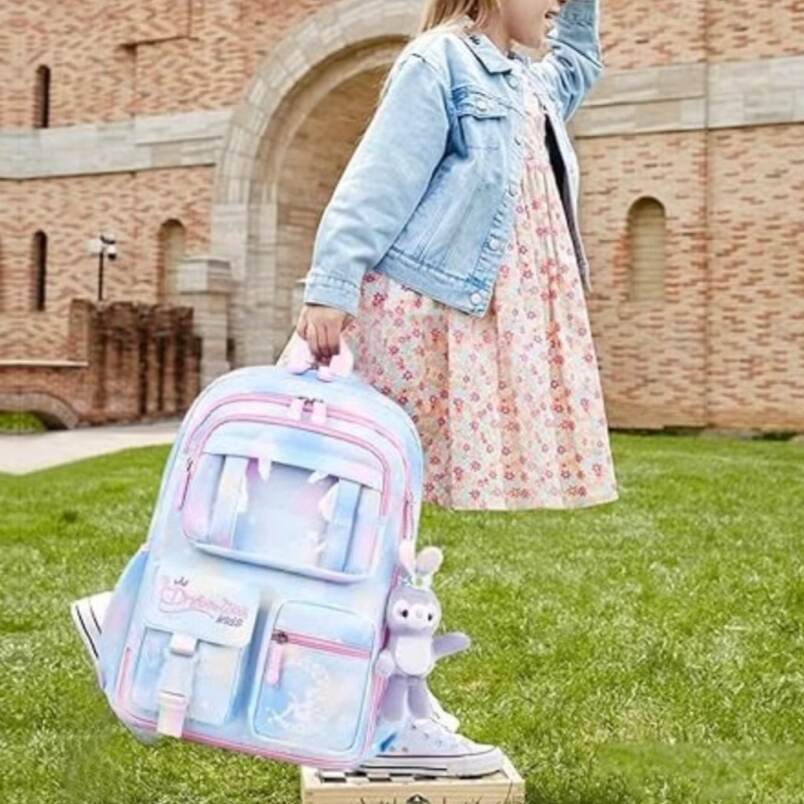 Kids School Backpack in Blue and Pink