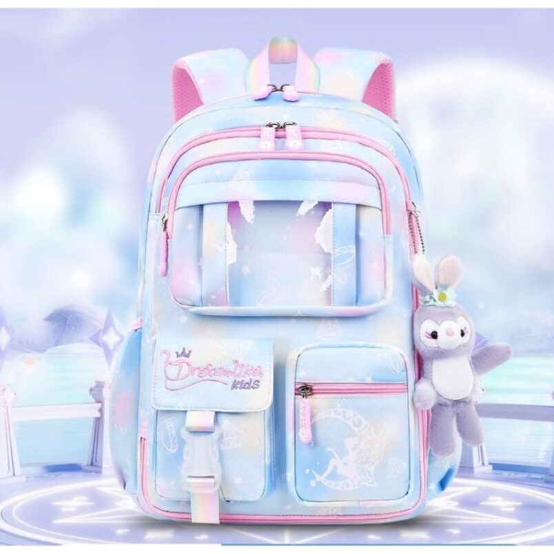 Kids School Backpack in Blue and Pink