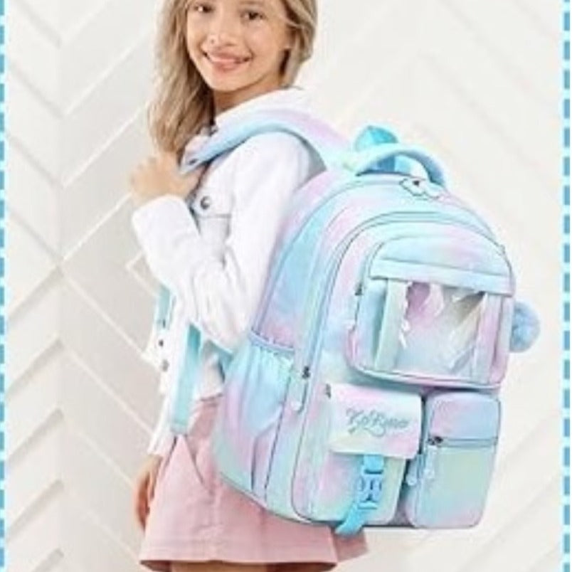 Kids School Backpack in Blue and Pink