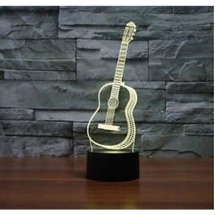 Guitar 3D LED Lamp - White with Realistic 3D Visual Effect