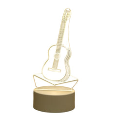 Guitar 3D LED Lamp - White with Realistic 3D Visual Effect