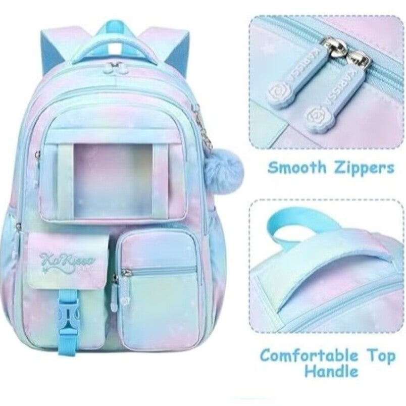 Kids School Backpack in Blue and Pink