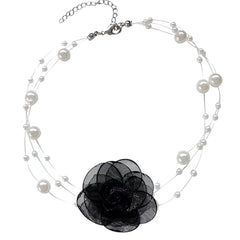 Black Rose Pearl Choker Necklace - Lightweight