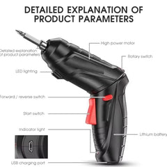 2/47pcs 3.6V Cordless Electric Screwdriver Kit – Rechargeable Folding Power Tools