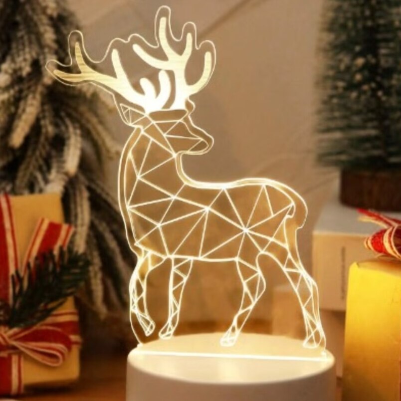 3D LED Deer Lamp - White