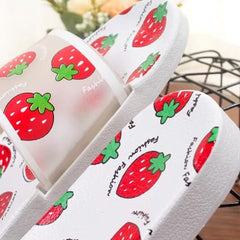 Strawberry Print Fashion Slide Sandals (Size 36-37) - Comfortable and Durable