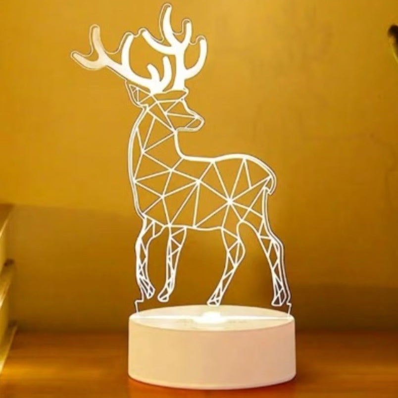 3D LED Deer Lamp - White