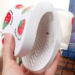 Strawberry Print Fashion Slide Sandals (Size 36-37) - Comfortable and Durable