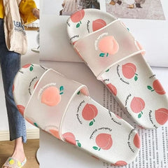 Peach Print Fashion Slide Sandals (Sizes 36-37)