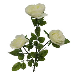 3 Heads Purple Real Touch Rose Flowers White