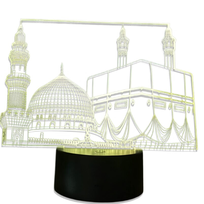 3D LED Makkah Madina Lamp – White