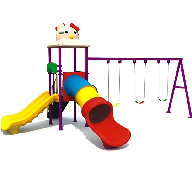 Kids Outdoor Fun Backyard Series with Swing Slide - Multicolor Playground Equipment