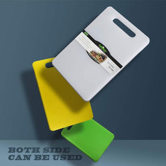 Huitich plastic chopping board with handle in white yellow and green both sides usable