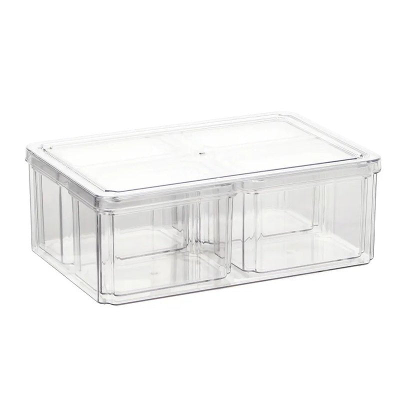 Huitich plastic refrigerator food preservation box with clear divided compartments for organized storage