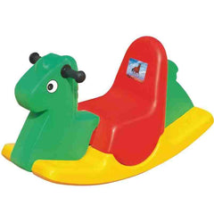 Huitich colorful plastic rocking horse for children with green, red, and yellow design