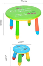 Size diagram showing 70 cm table diameter and 47 cm stool height