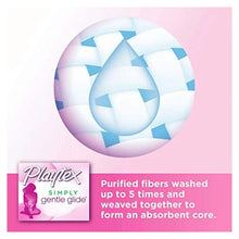 Tampon box panel with purified fibers graphic and Playtex Simply gentle glide box