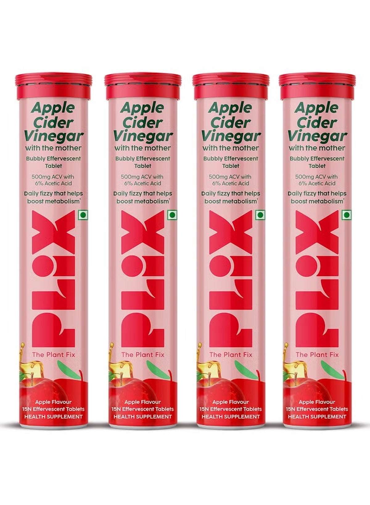 PLIX apple cider vinegar effervescent tablets in vibrant tubes to boost metabolism and support health