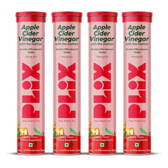 PLIX - THE PLANT FIX Apple Cider Vinegar 15 Effervescent Tablet, ACV with mother for weight loss and easy digestion, vitamin B6 & B12, Pack of 4 (Apple), 100% vegan, Easy to carry & consume - Mumzar