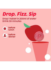 PLIX THE PLANT FIX apple cider vinegar effervescent tablets dissolving in water for easy beverage preparation