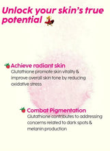 Skincare promo graphic with glutathione tablets icon and radiant-skin benefit text