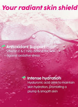 Water-splash skincare promo with antioxidant support and intense hydration callouts