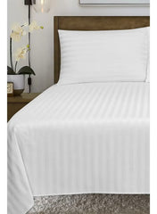 Huitich plush comfortable bedsheet for home in white with subtle striped pattern on bed