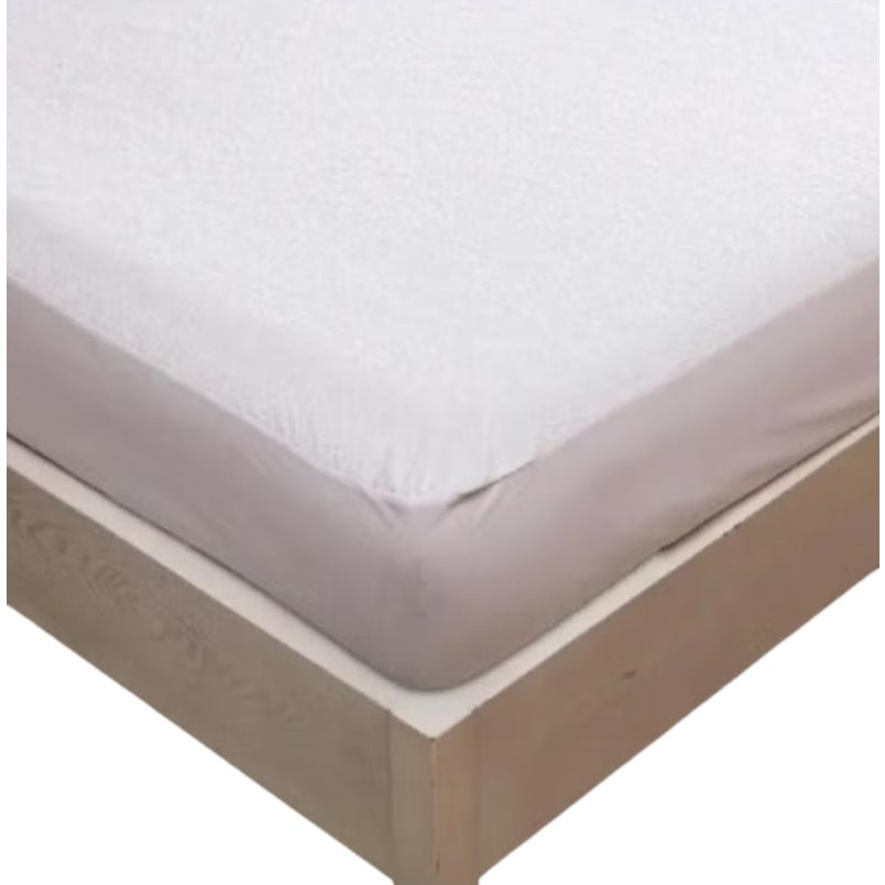 Huitich fitted plush polyester bed sheet 200x200 in white on wooden bed frame