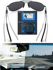 LEDING&BEST polarized sunglasses for men and women showing lens clarity comparison and driving view difference