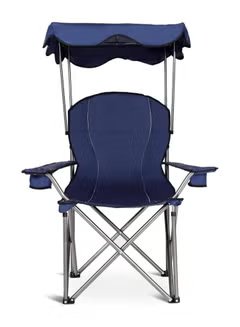 Huitich portable beach chair with canopy in blue featuring cup holders and metal frame