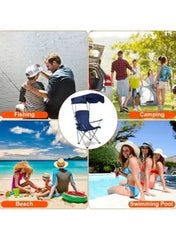 Huitich portable beach chair with canopy ideal for fishing, camping, beach, and swimming pool use