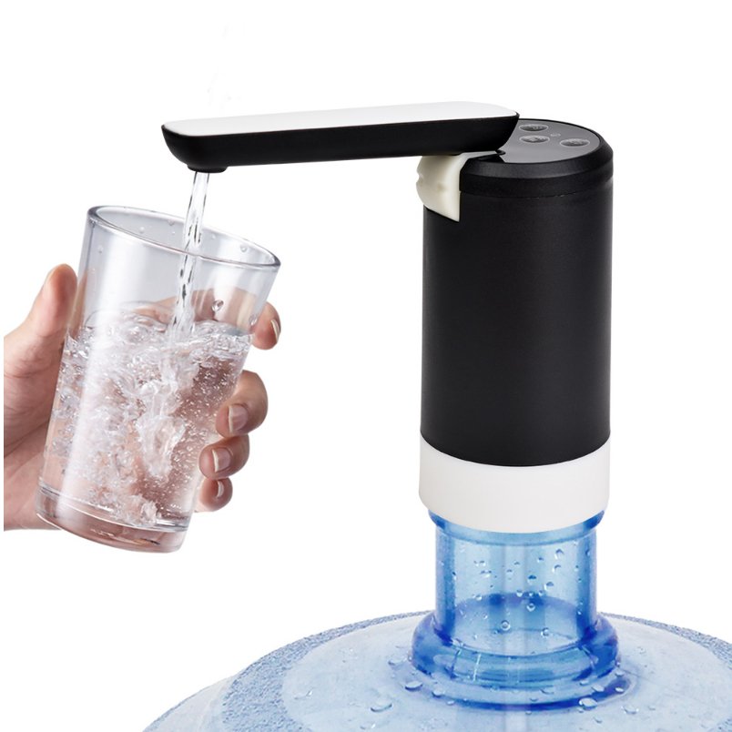 Huitich portable electric water dispenser pumping water into a clear glass from a large water bottle