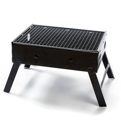 Huitich portable folding BBQ grill in black with foldable legs and a metal cooking grate