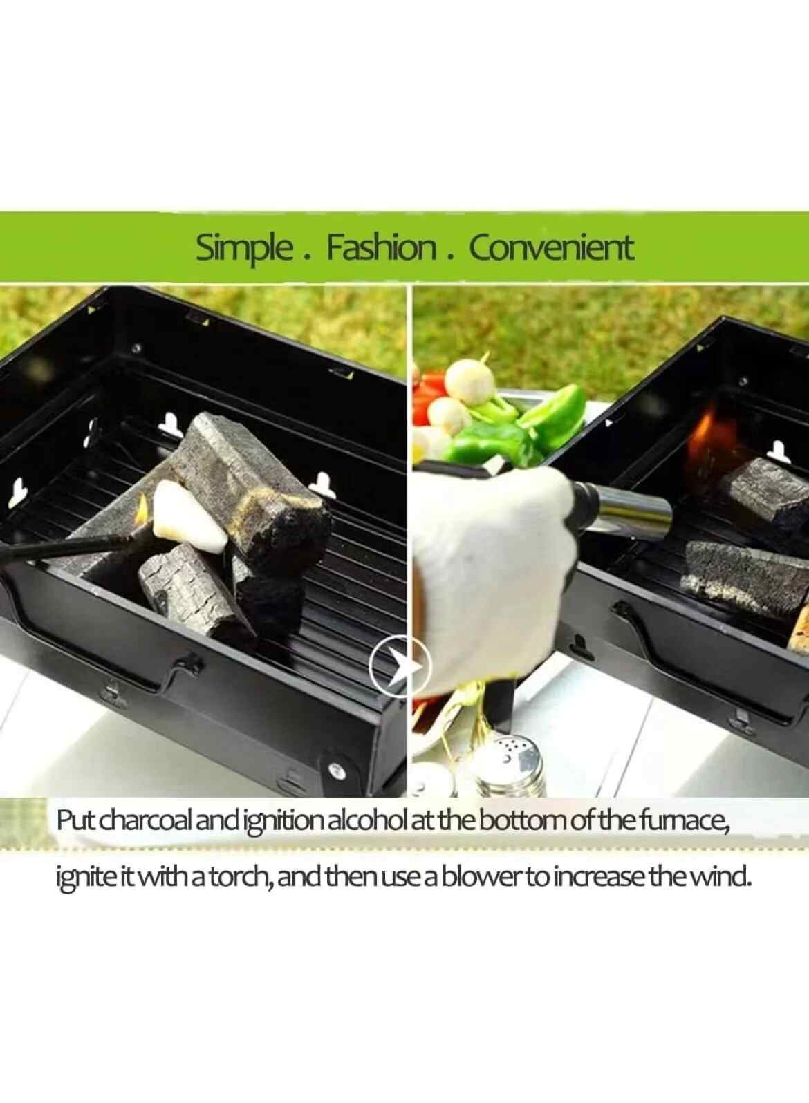 Portable Folding BBQ Grill: High-Quality Outdoor Cooking for Camping and Parties online in Dubai and UAE at Mumzar.com better value compared to Noon, Amazon.ae, Carrefour, and Dubizzle when you shop for adults and kids at Mumzar.com free delivery in Dubai, Abu Dhabi, Sharjah, Ajman, Umm Al Quwain, Fujairah, and Ras Al Khaimah.