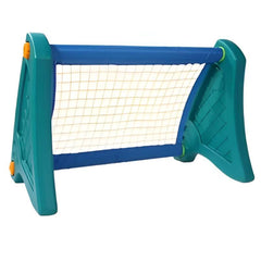 Huitich portable football goal for kids made of durable blue and green plastic with netting