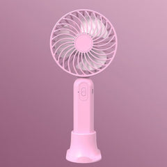 Huitich portable handheld fan pink with circular blades and compact design on matching stand
