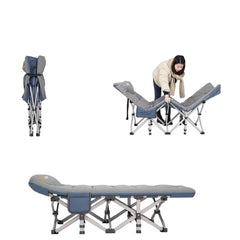 Huitich folding camping cot in gray demonstrating compact fold and full setup as a portable outdoor bed