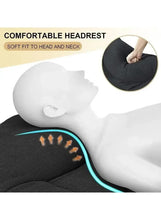 Camping bed headrest pillow with teal piping and airflow arrows