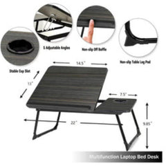 Huitich portable reading table for students with adjustable angles stable cup slot and non slip pads