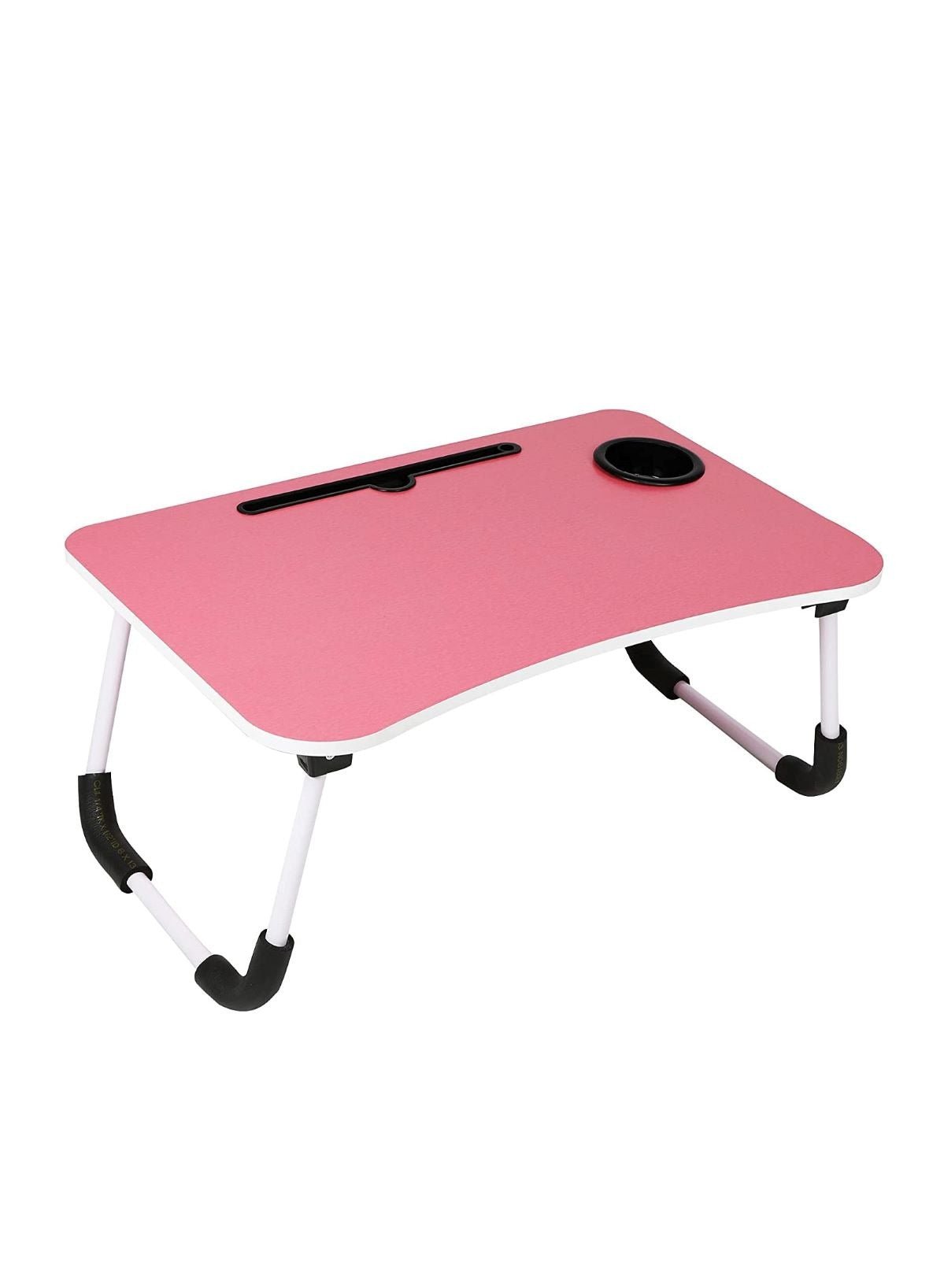 Huitich portable reading table for students in pink with cup holder and adjustable legs