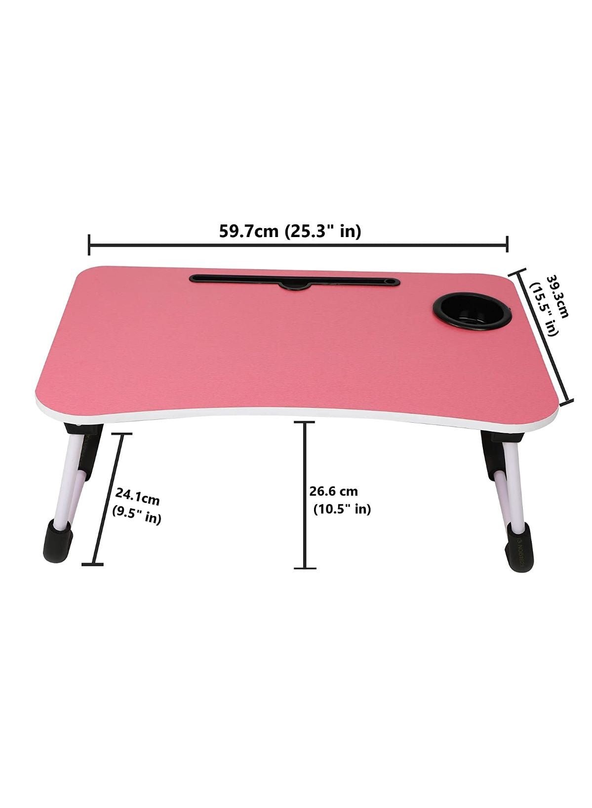 Huitich pink portable reading table for students with adjustable legs and built-in cup holder