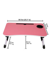 Huitich pink portable reading table for students with adjustable legs and built-in cup holder