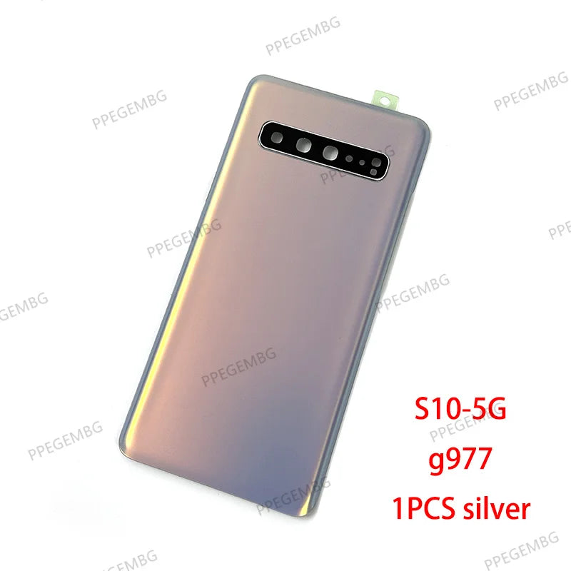 Mumzar Samsung S10 5G battery back cover replacement silver gradient glossy rear glass with camera cutout