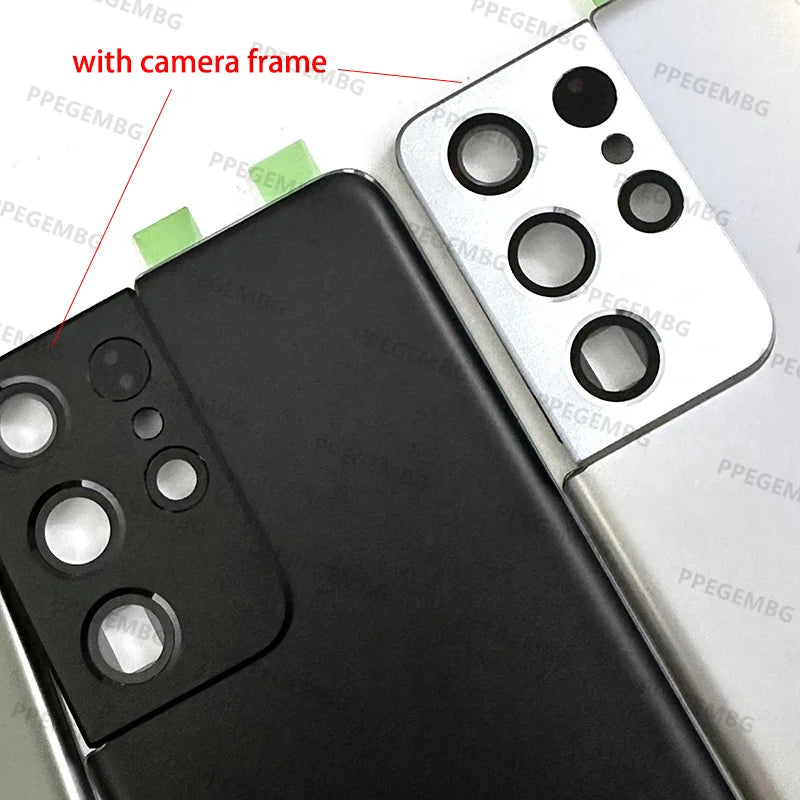Samsung S21 Ultra battery back cover replacement black and silver back covers with camera frame