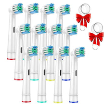 Replacement electric toothbrush heads, blue and green bristles, with white fit covers