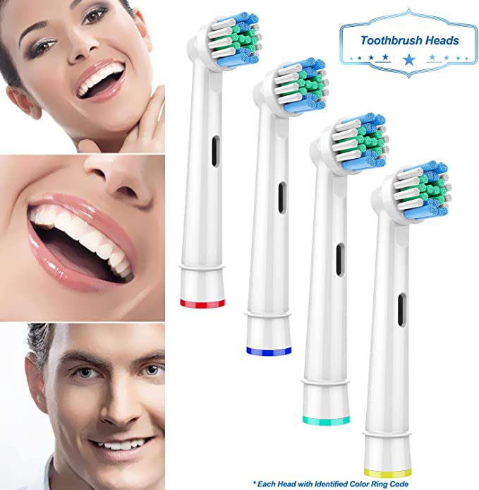 Vaymeboo Oral B compatible replacement toothbrush heads pack of 4 color coded round brush heads