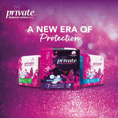 Private brand maxi night sanitary pads UAE packaging trio on pink glitter background with butterflies and cotton feel