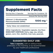NMN Pro 1000 supplement facts panel showing serving size and 1000 mg per serving