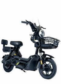 M6 Electric Bike with 500W Motor 48V 20Ah Battery, 45 KM Range, 55 KM/H Speed, Carbon Alloy Frame, 14 Inch Tires, Front Grocery Basket and Remote Lock System - Mumzar
