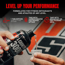 L-carnitine 3000 liquid shot bottle pouring into cup, black and pink label visible